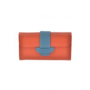 ORANGE LEATHER TWO TONE WALLET OR CLUTCH